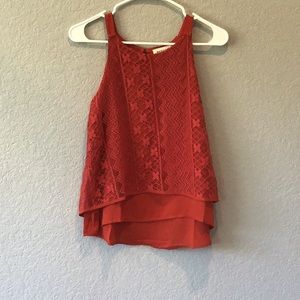 Monteau Red Lace Tank Top